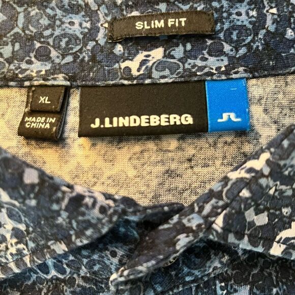 J. Lindeberg Slim Fit S/S Polo Abstract Print on Lux Jersey Fabric Like New XL - Picture 5 of 7